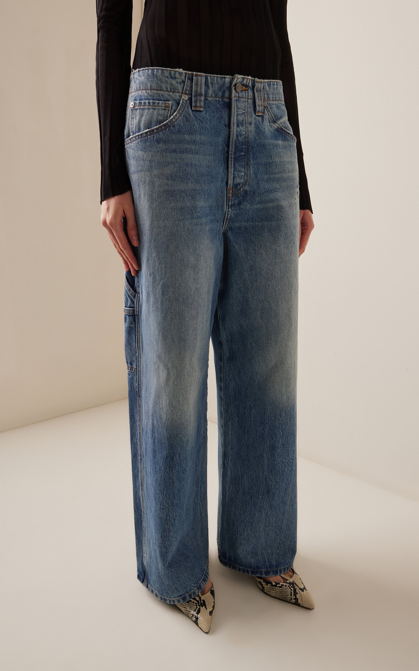 Sowen Rigid Mid-Rise Wide-Leg Jeans medium wash - 3