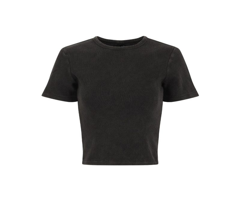 MICRO WAFFLE TEE WASHED BLACK 1
