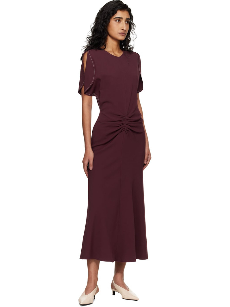 Victoria Beckham Burgundy Bela Midi Dress outlook