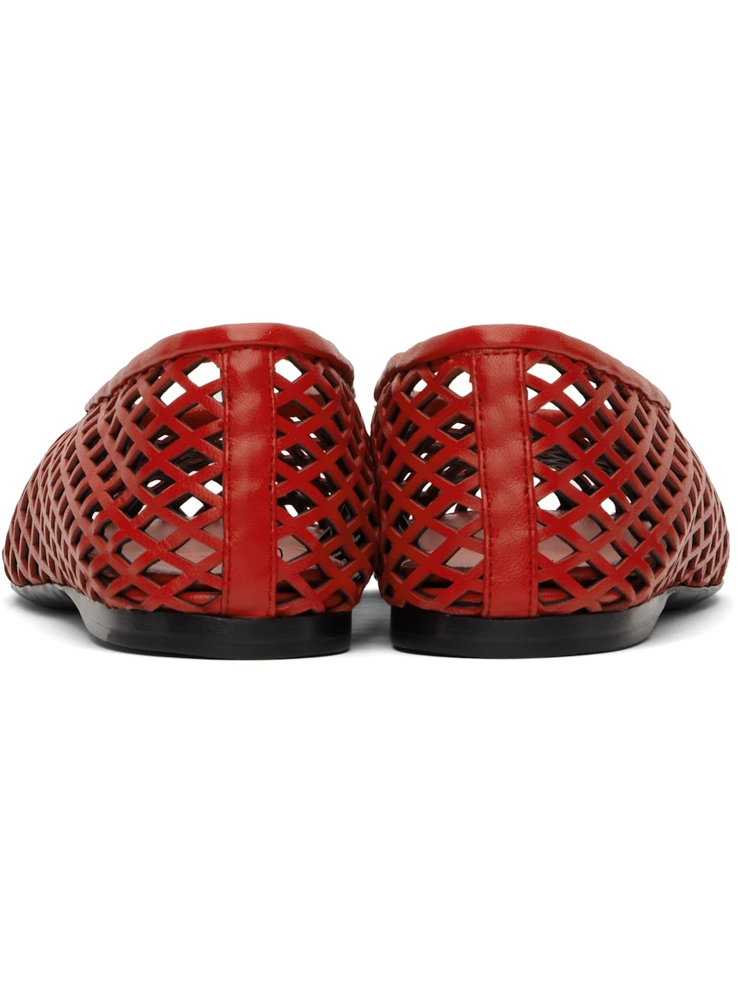 Red Tee Perforated Ballerina Flats - 2
