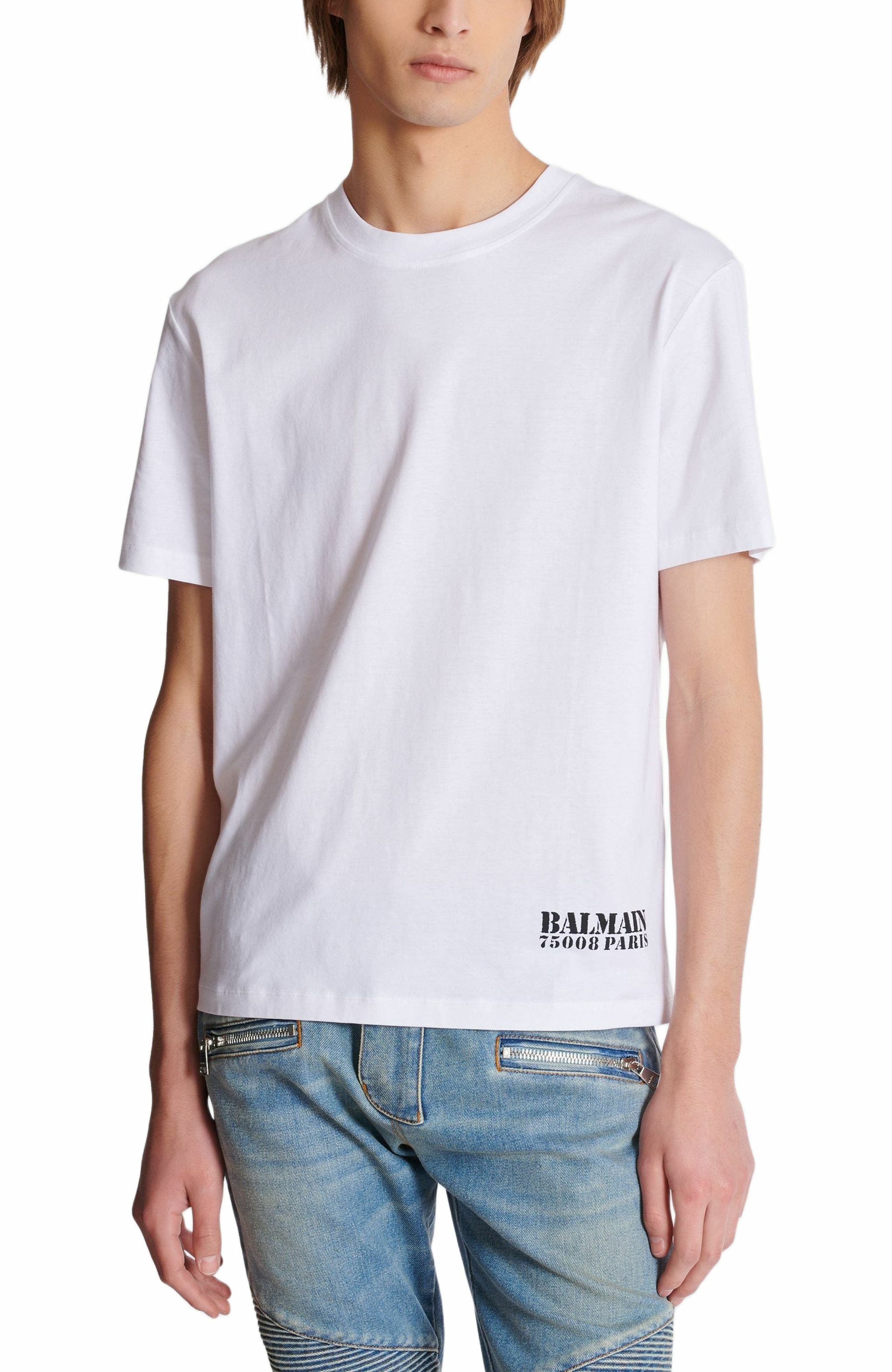 Small Balmain Stamp printed T-shirt in White at Nordstrom - 5