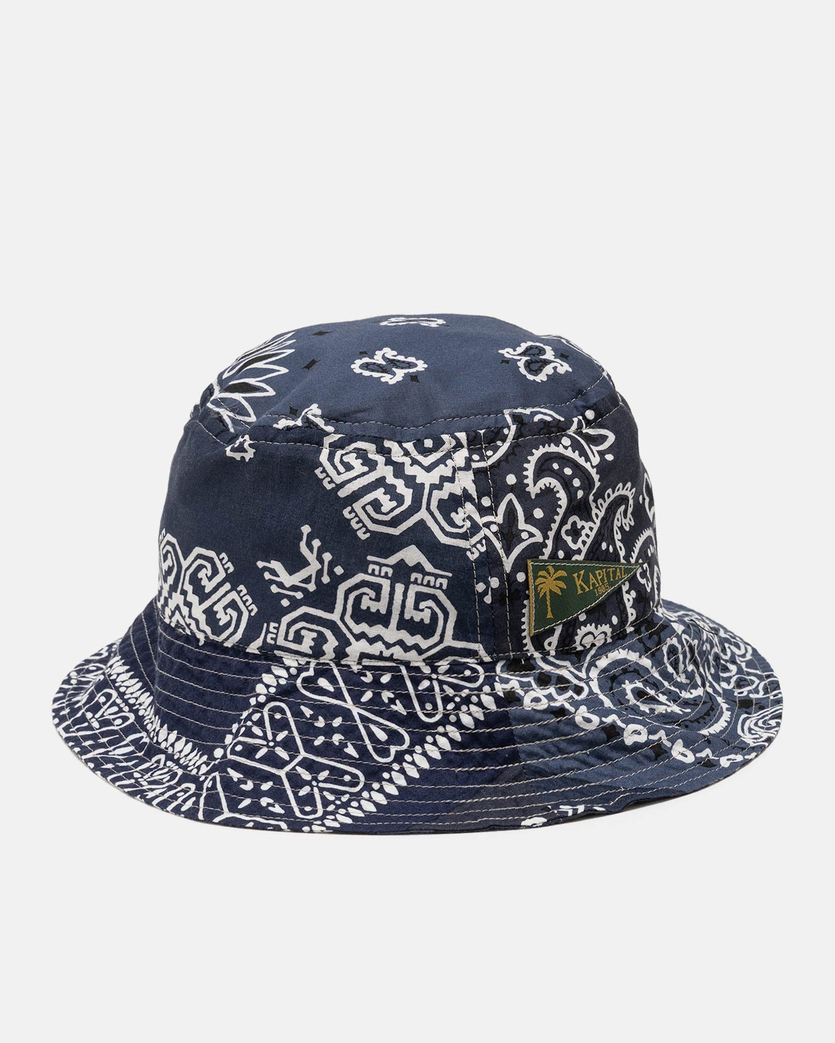 Bandana Patchwork BUCKET Hat Purple Navy - 3