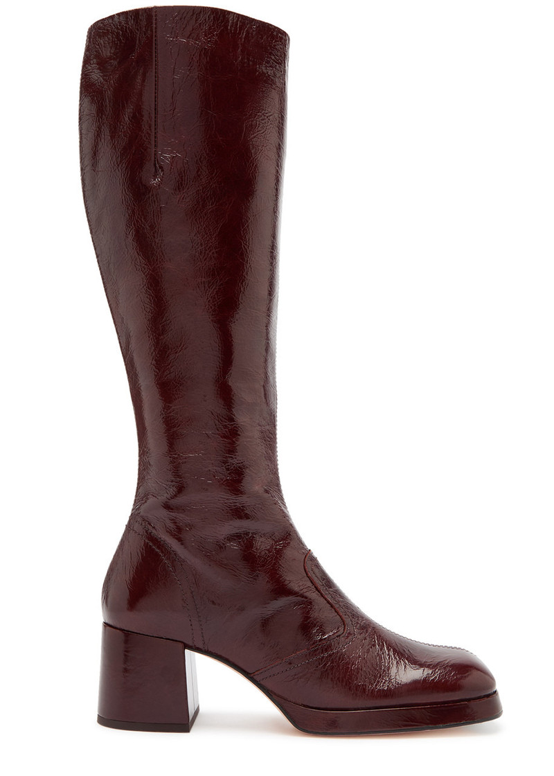 Miista Donna 65 Crinkled Patent-leather Knee-high Boots 1