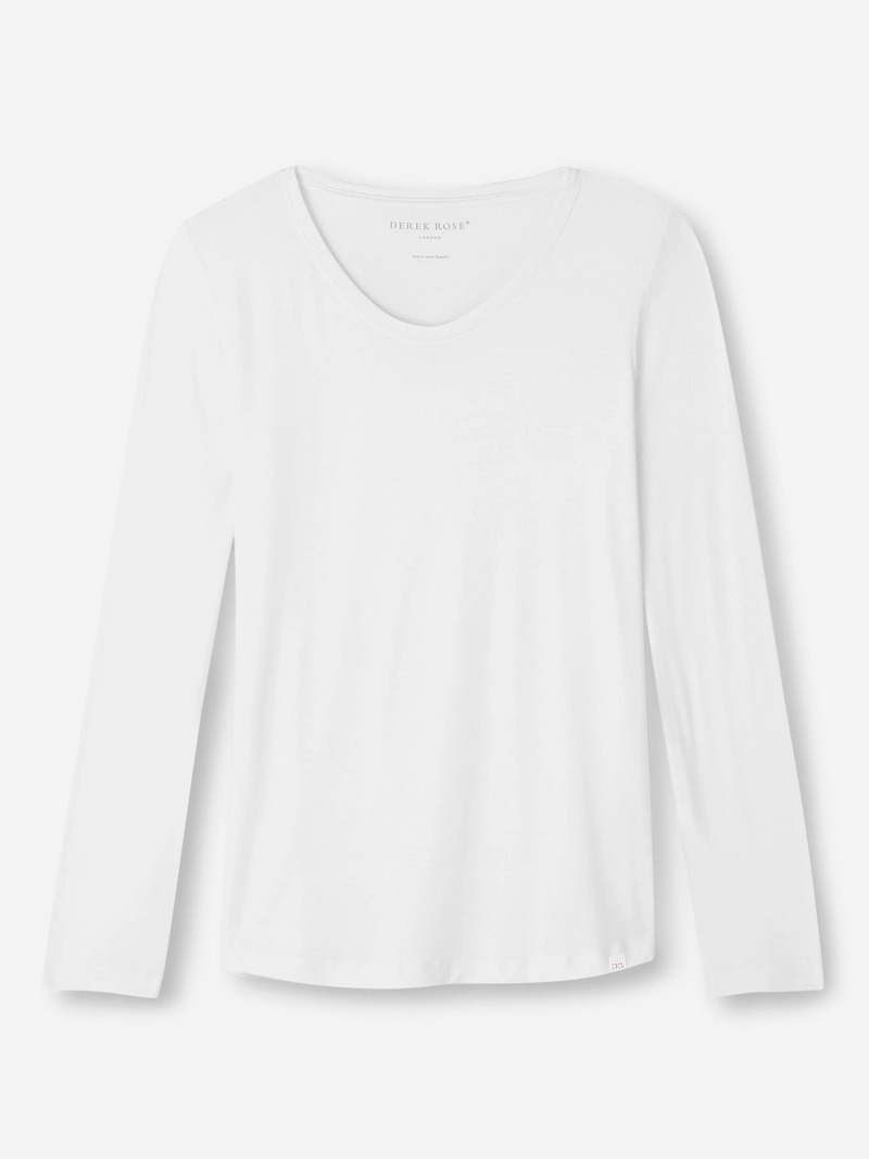 Women's Long Sleeve T-Shirt Lara Micro Modal Stretch White - 1