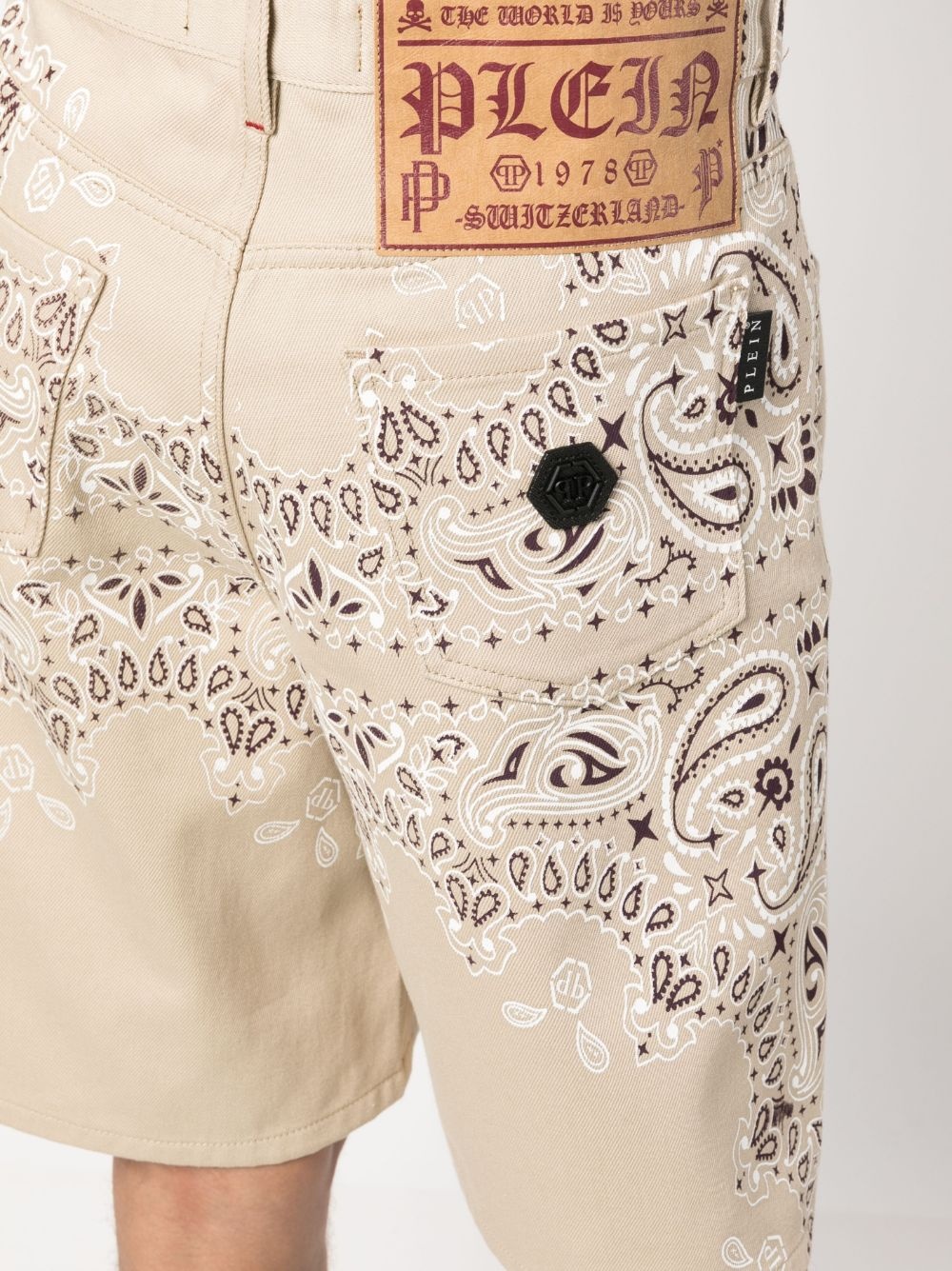 bandana-print denim shorts - 5