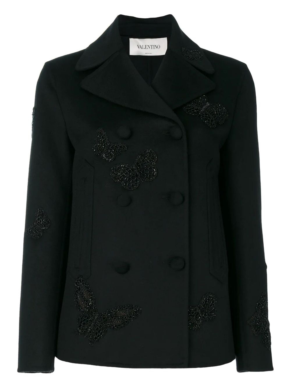 butterfly-embroidered coat - 1