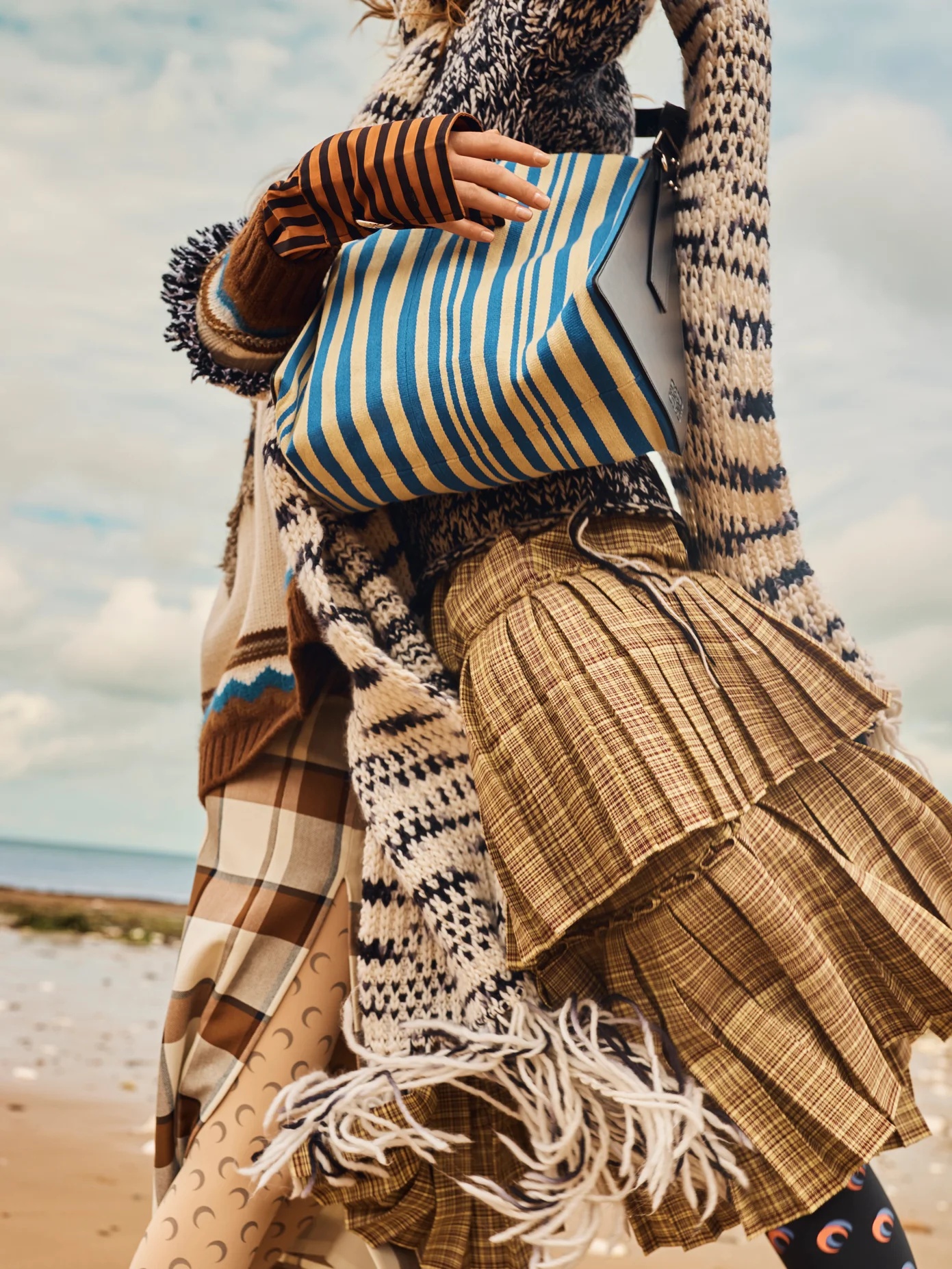 Tiered checked wool-blend midi skirt - 4