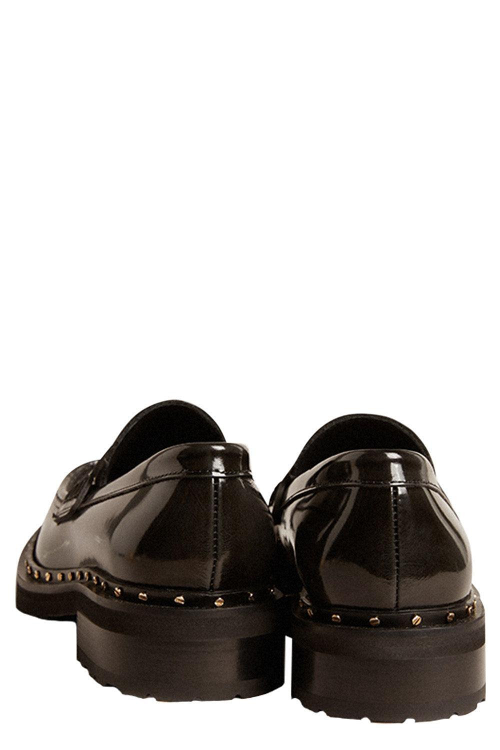 Chunky Loafers In Studded Black Leather - 5