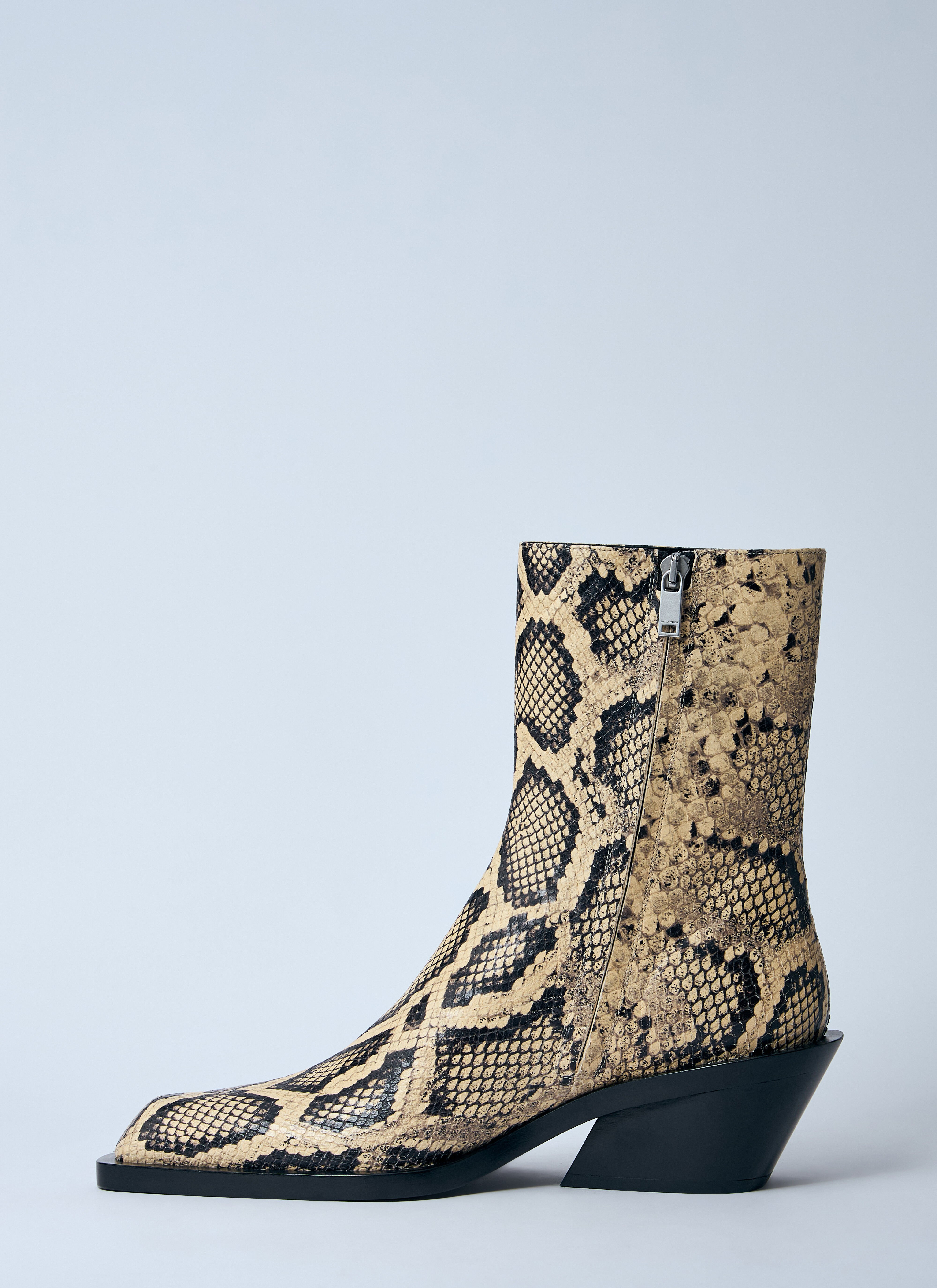 Snakeskin Embossed Leather Boots - 4
