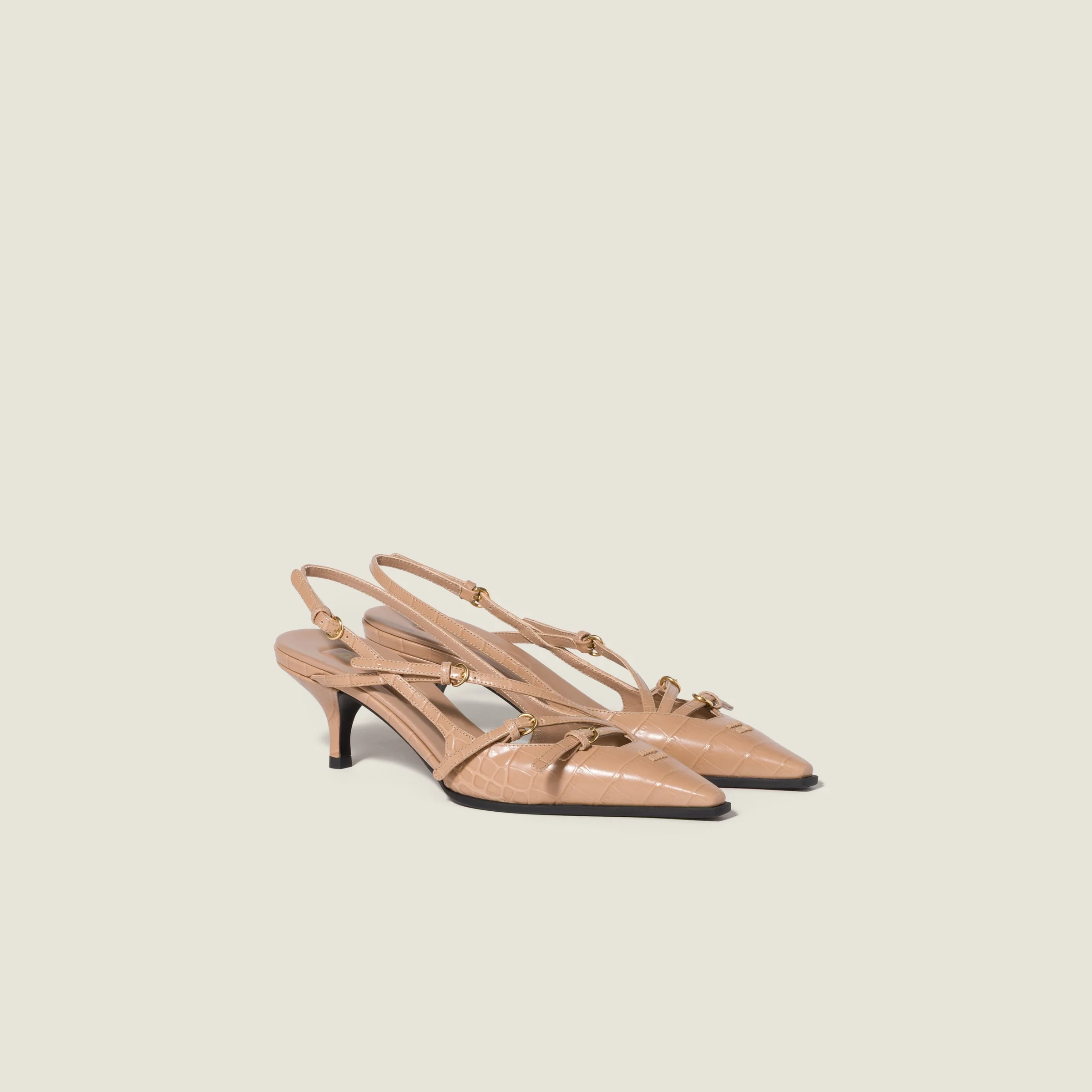 Croco-print slingback pumps - 1