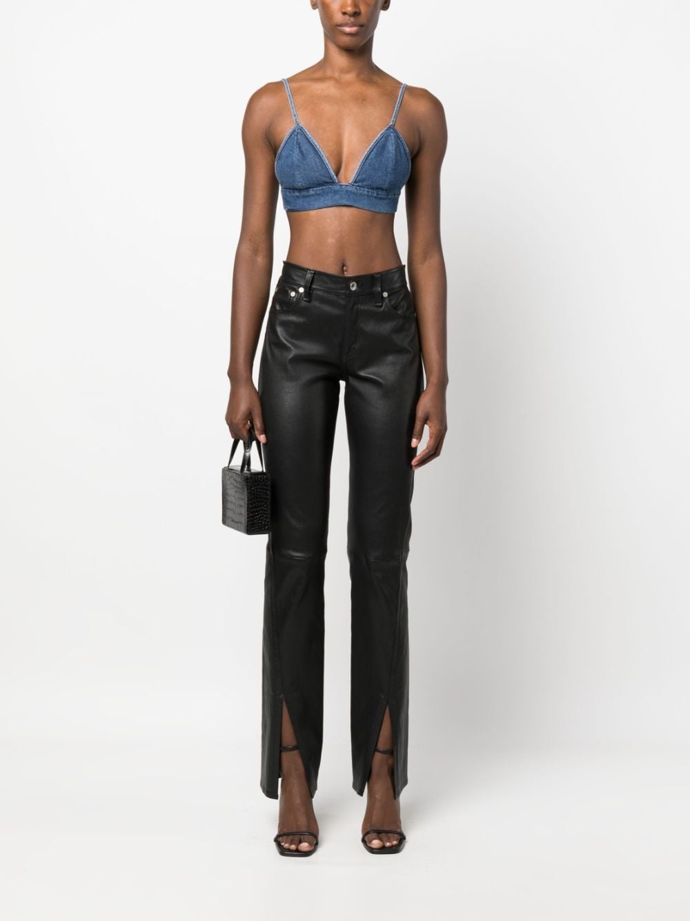 triangle-cup denim crop top - 2