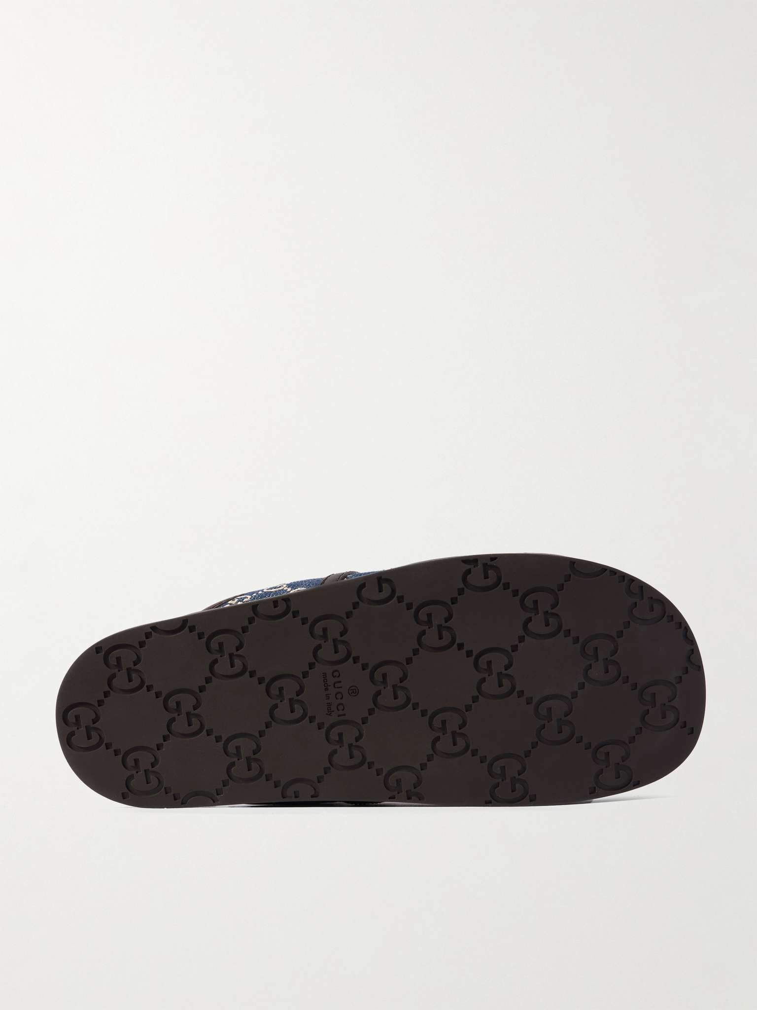 Rhein Horsebit-Embellished Leather-Trimmed Denim Mules - 3