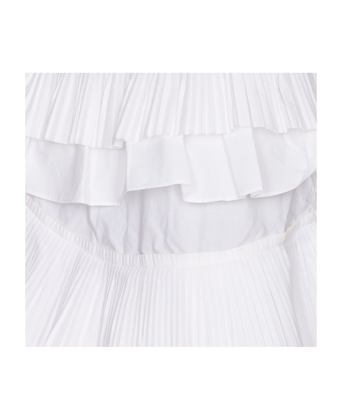 スカート ESSENTIEL ANTWERP HUPAUL PLEATED SKIRT White asymetrical layered mini skirt | Essentiel Antwerp