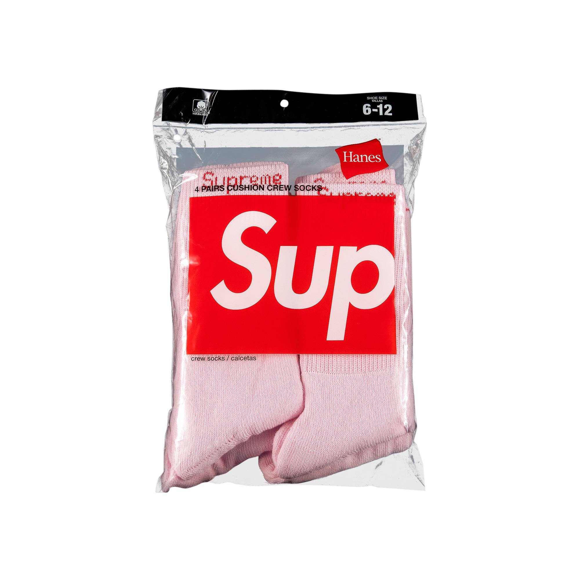Supreme x Hanes Crew Socks (4 Pack) 'Pink' - 1