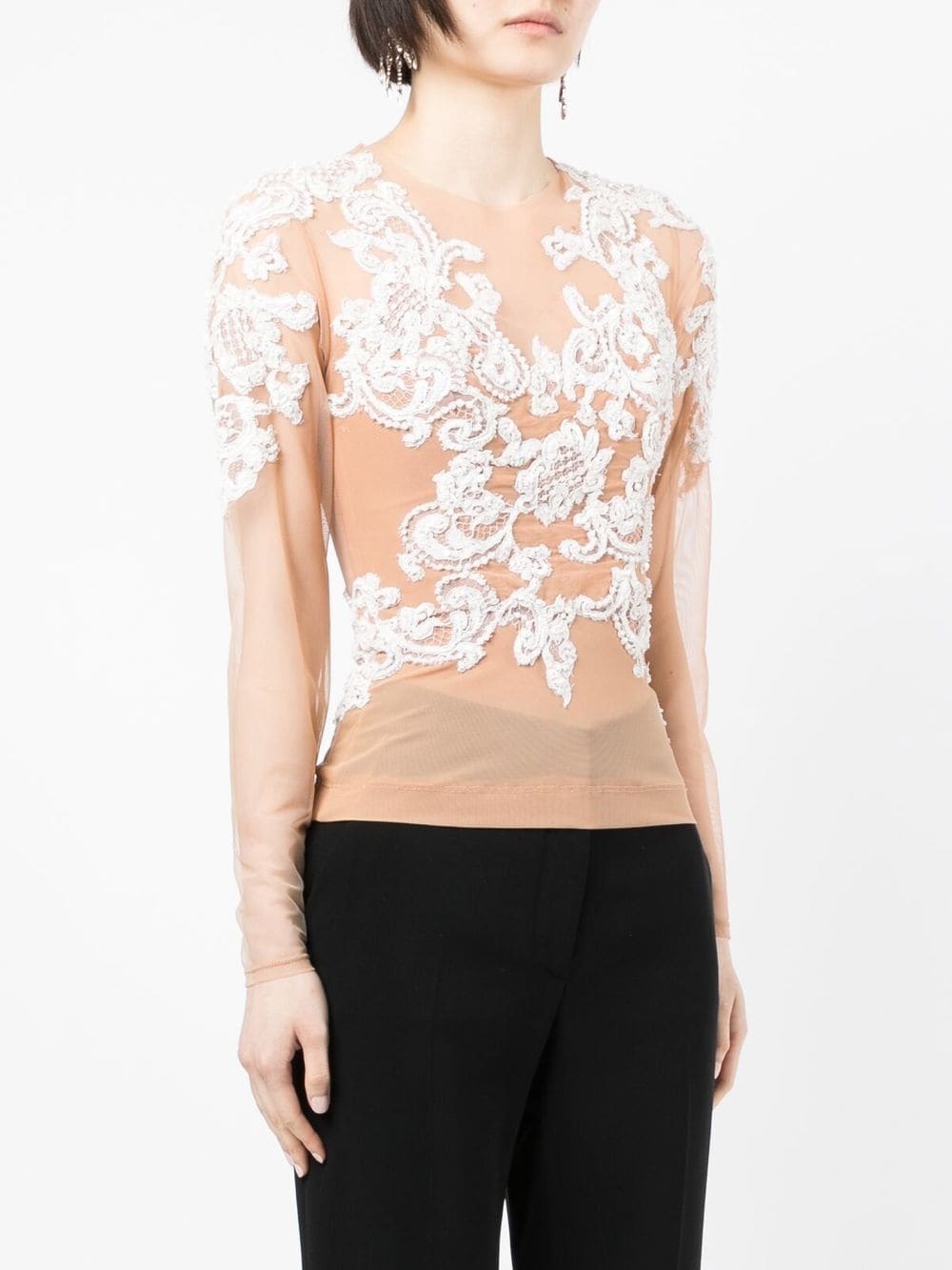 baroque-embroidered silk top - 3