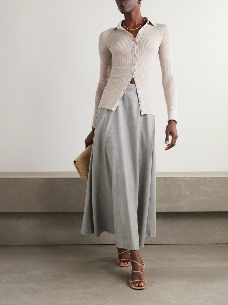 SA SU PHI Lauren Frayed Wool Maxi Skirt outlook