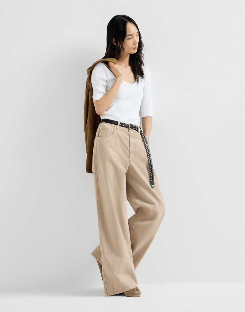 Dyed denim relaxed trousers with monili 5