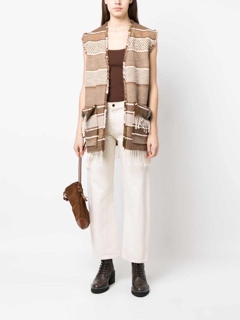 vertical-stripe knitted gilet - 2