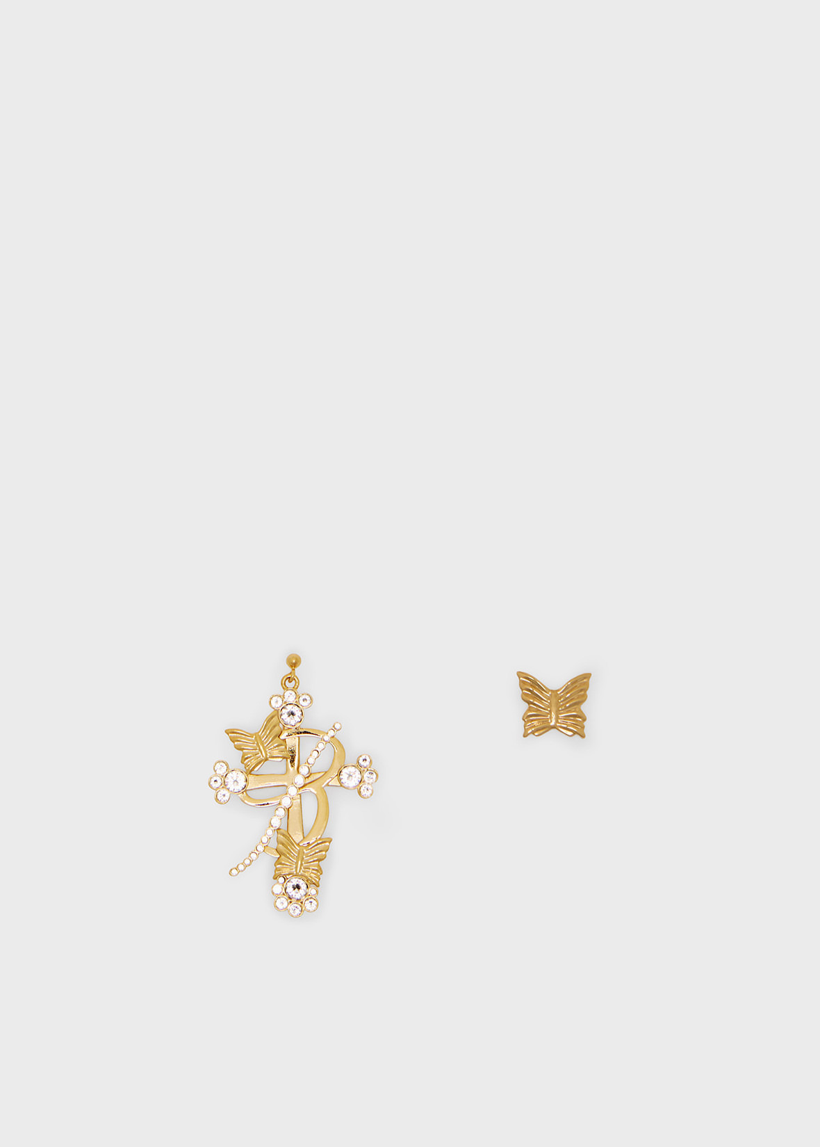 METAL B MONOGRAM EARRINGS WITH STONES - 1