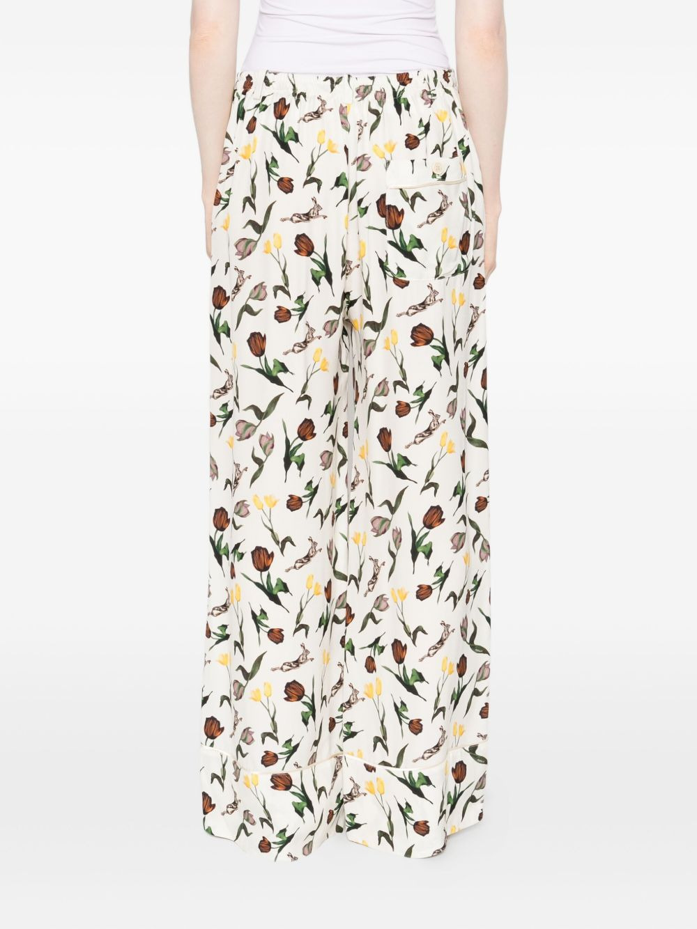 tulips-hares-print trousers - 4