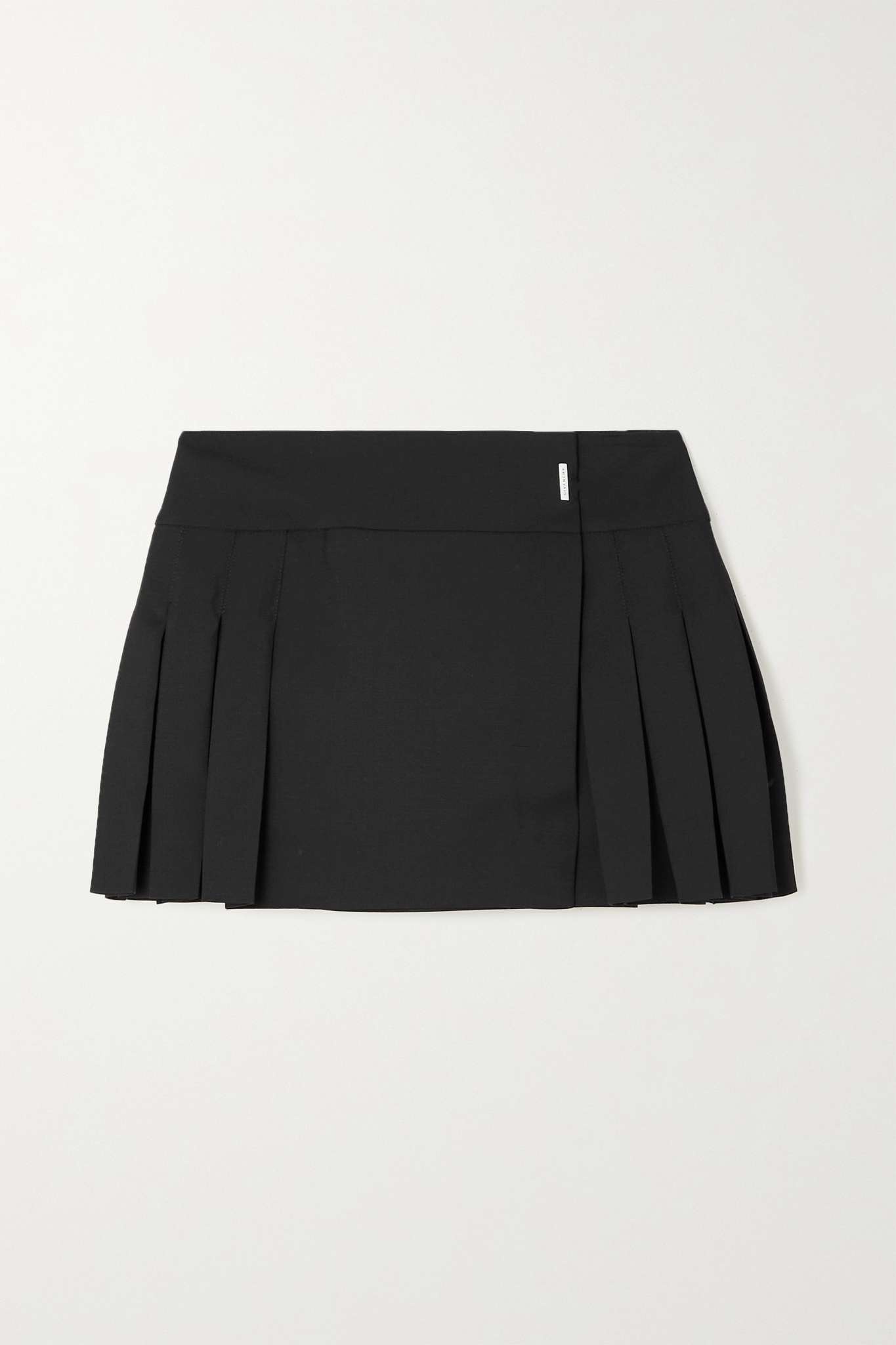 Pleated wool and mohair-blend wrap mini skirt - 1