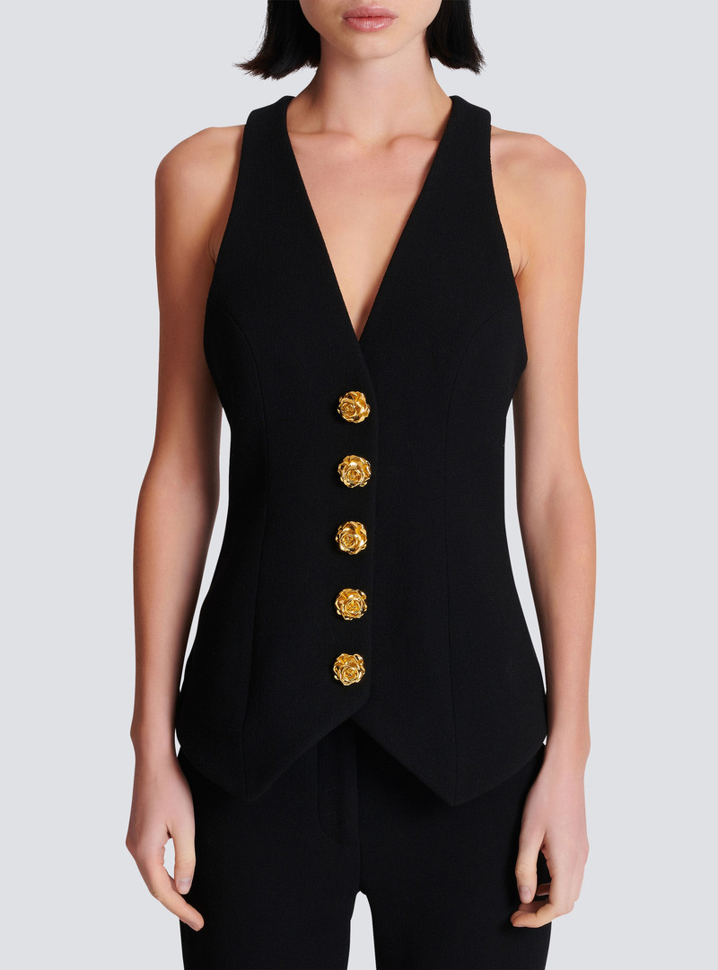 Sleeveless double crepe waistcoat 5