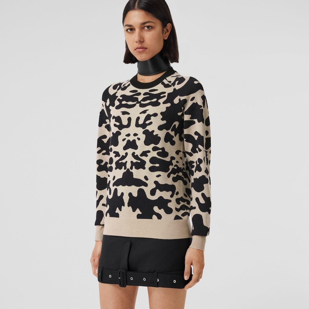 Cow Print Viscose Wool Sweater - 2