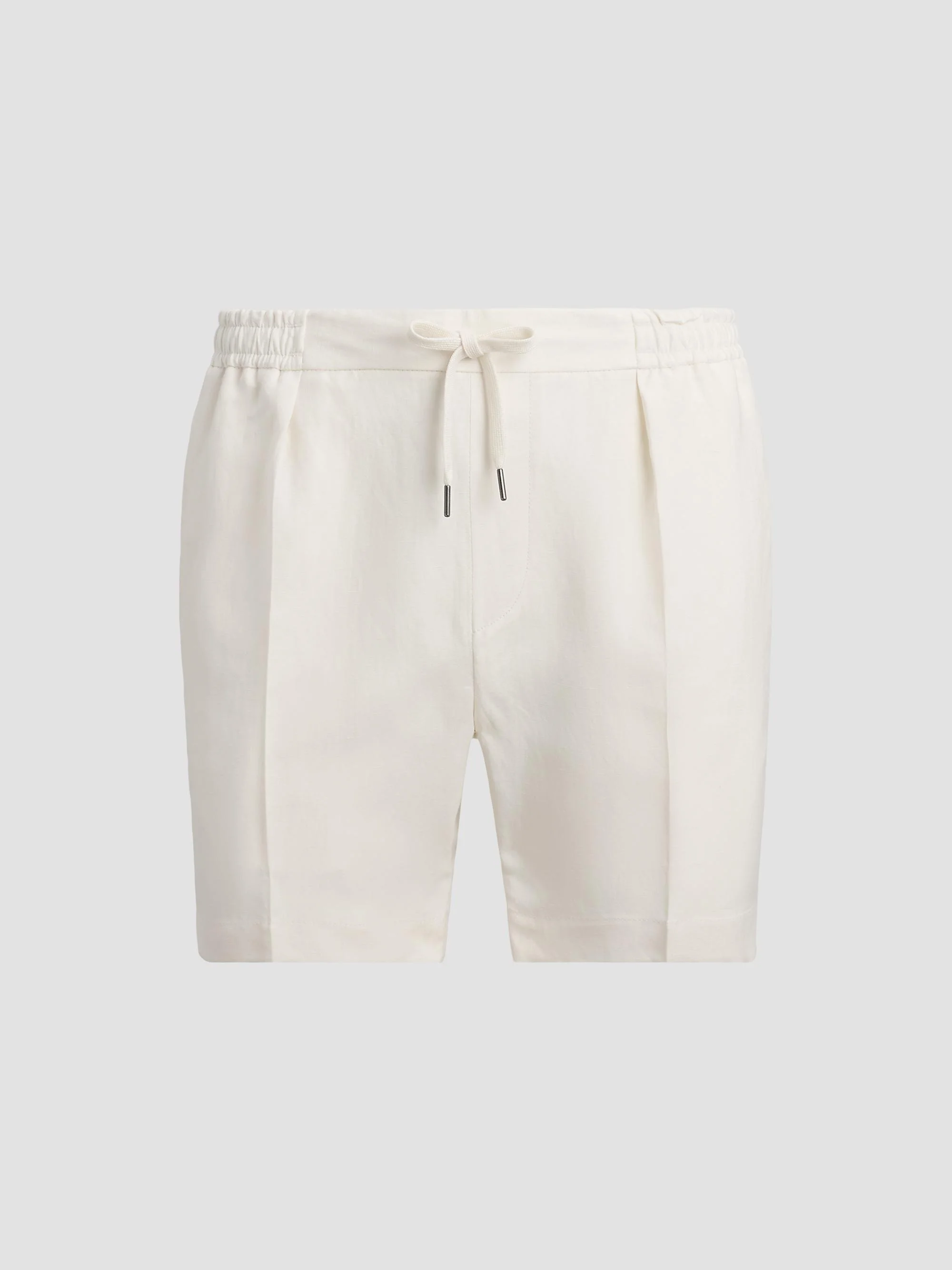 Men's Hand-Tailored Pleated Silk-Linen Shorts - Classic Cream - 1