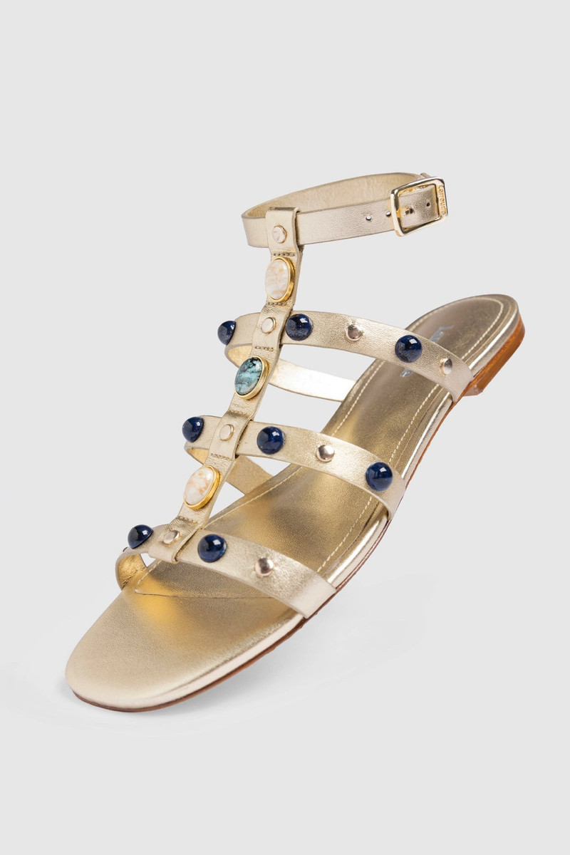Amalfi Flat Sandal Platina Leather 6