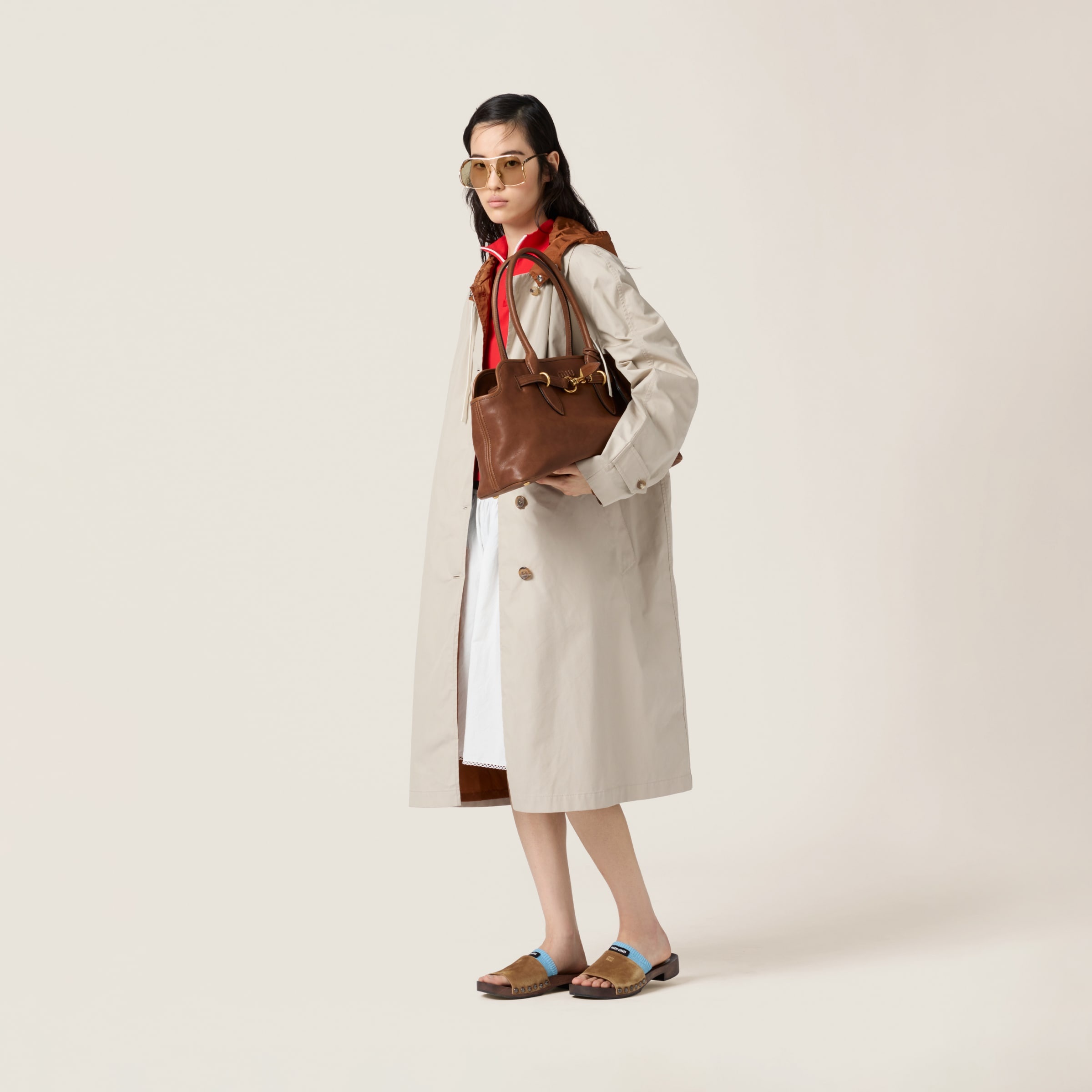 Reversible single-breasted Panama cotton and technical Pongé coat - 2