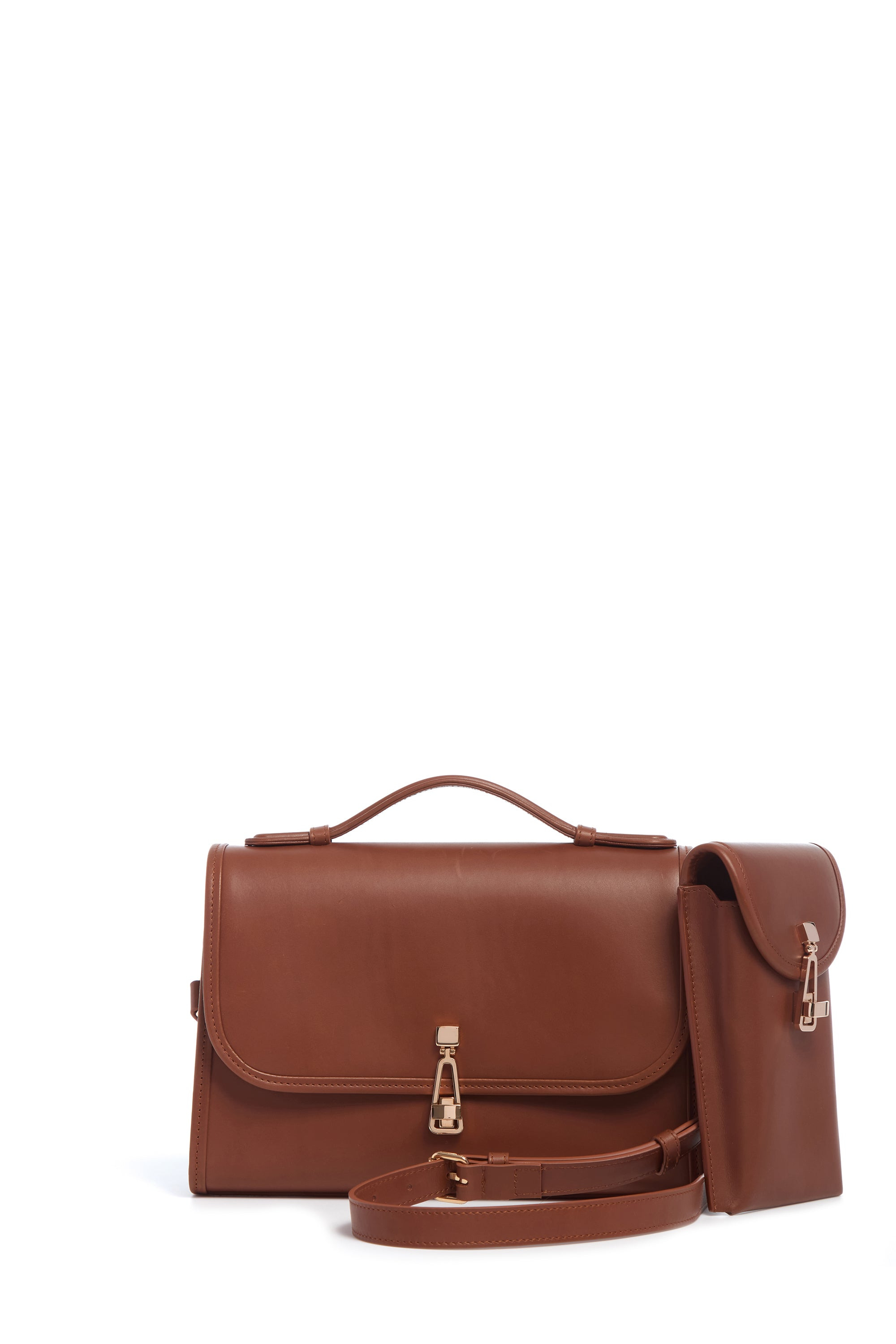 Medium Leonora Flap Bag in Cognac Leather - 5