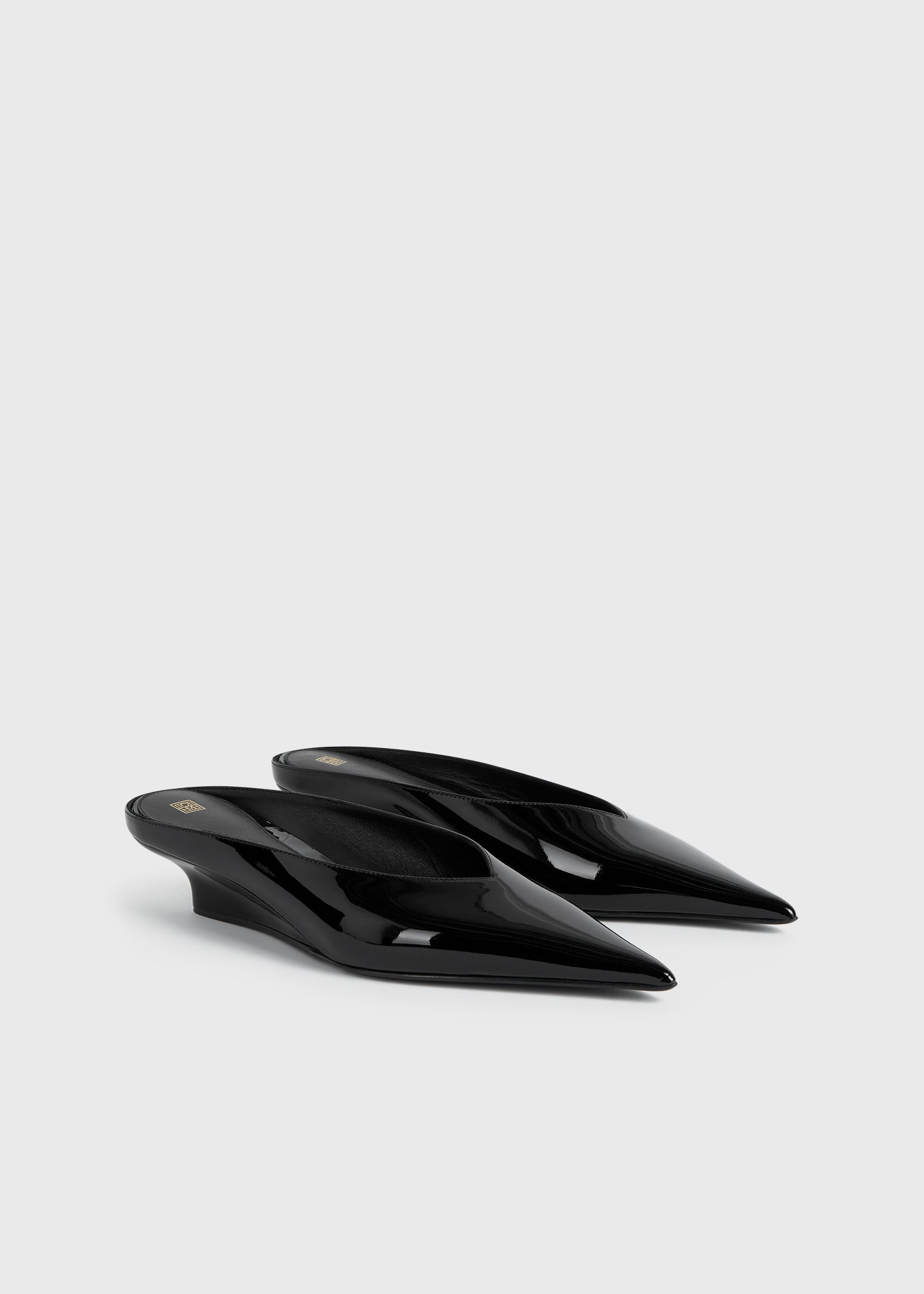 Sharp patent-leather wedge mules black - 7