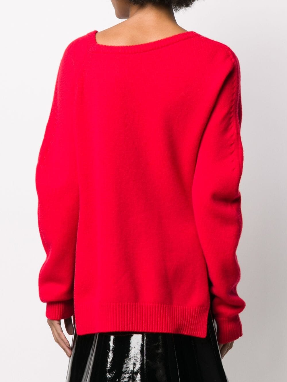 asymmetric neckline jumper - 4