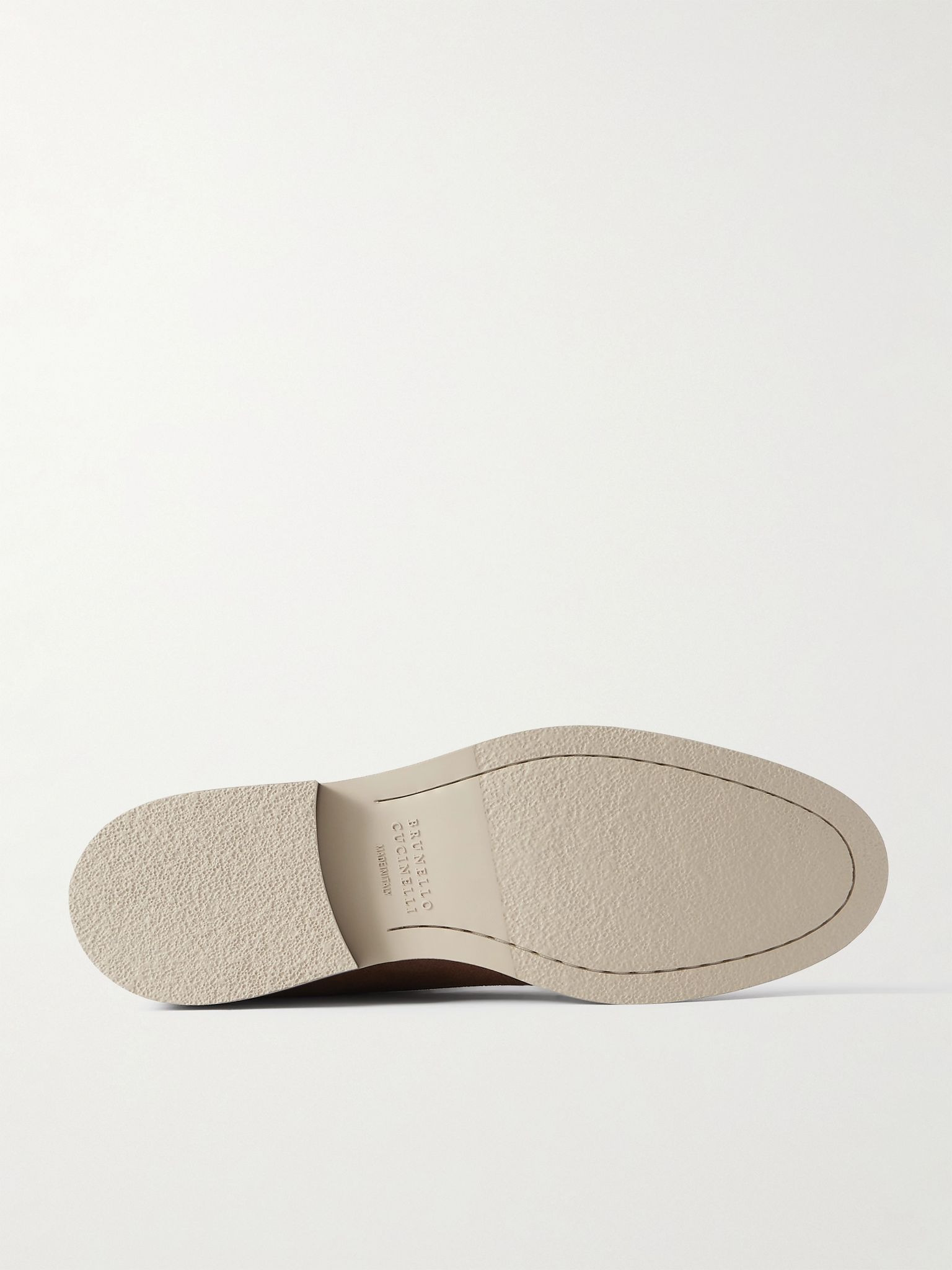 Leather-Trimmed Suede Derby Shoes Brown - 3