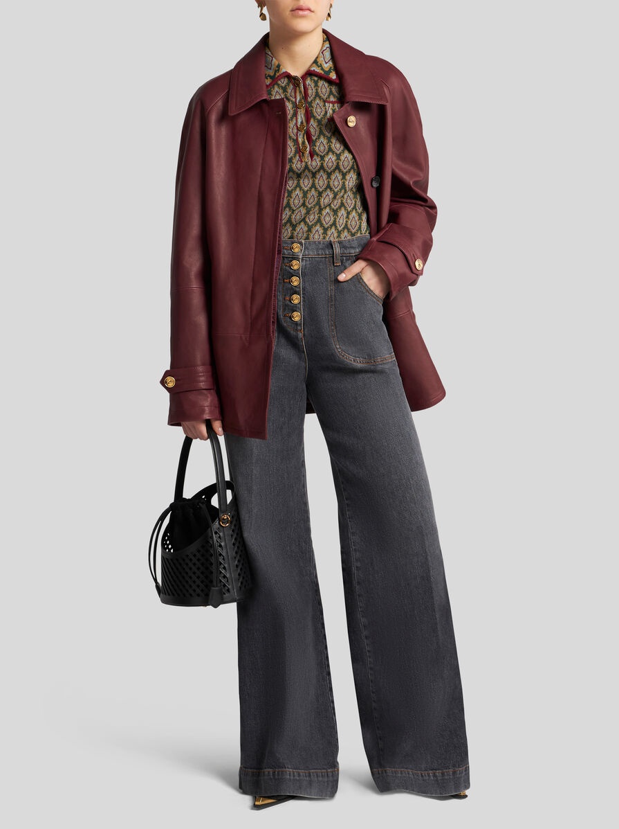 NAPPA LEATHER JACKET WITH BELT - 3
