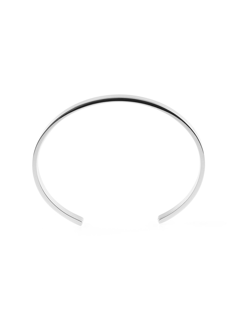 Men's 21G Polished Sterling Silver Ribbon Bracelet - Silver 3