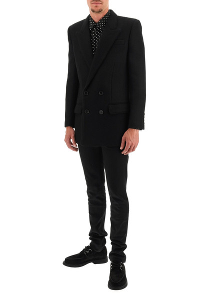 SAINT LAURENT DOUBLE BREASTED WOOL AND MOHAIR COAT outlook