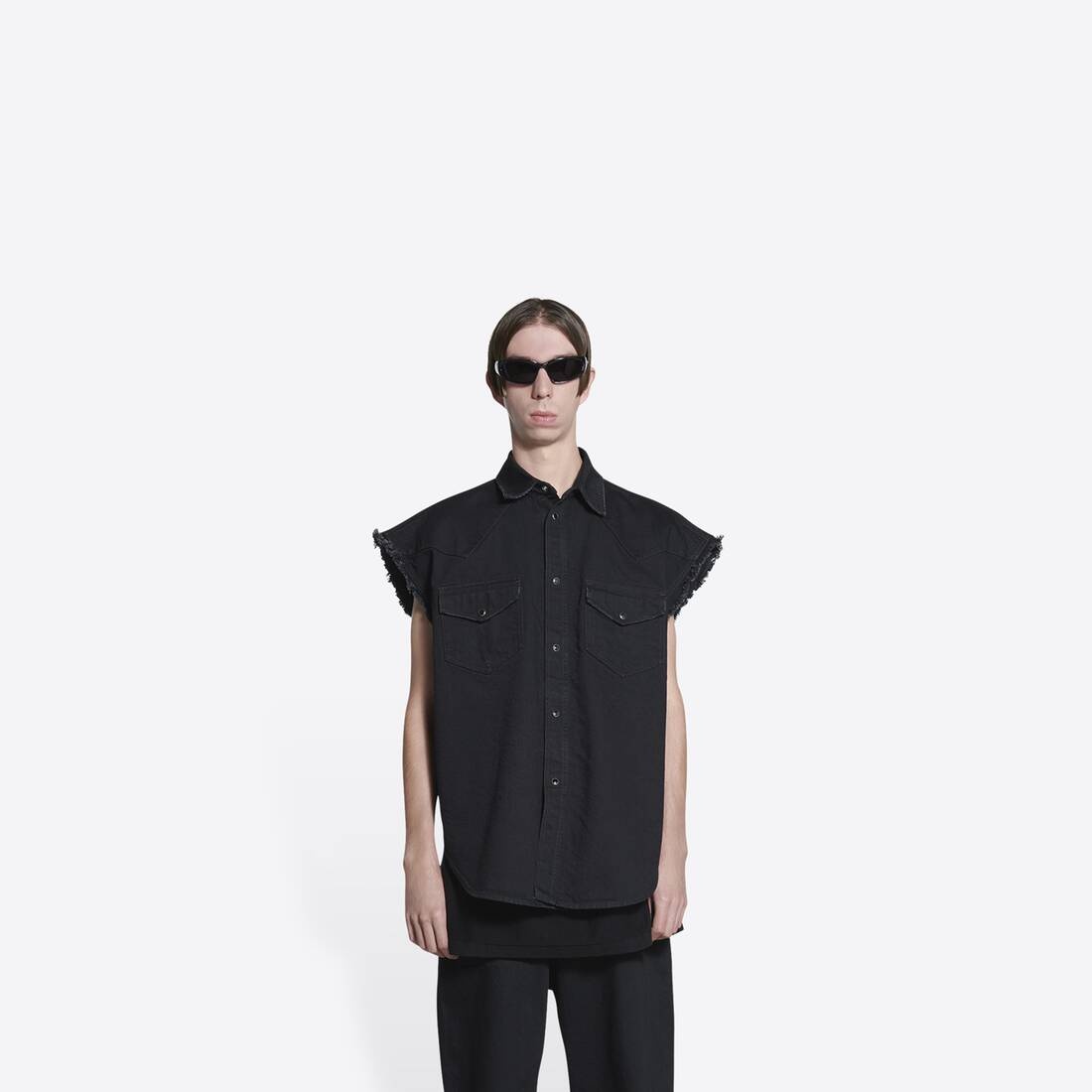 Men's Raw Cut Shirt in Black - 1