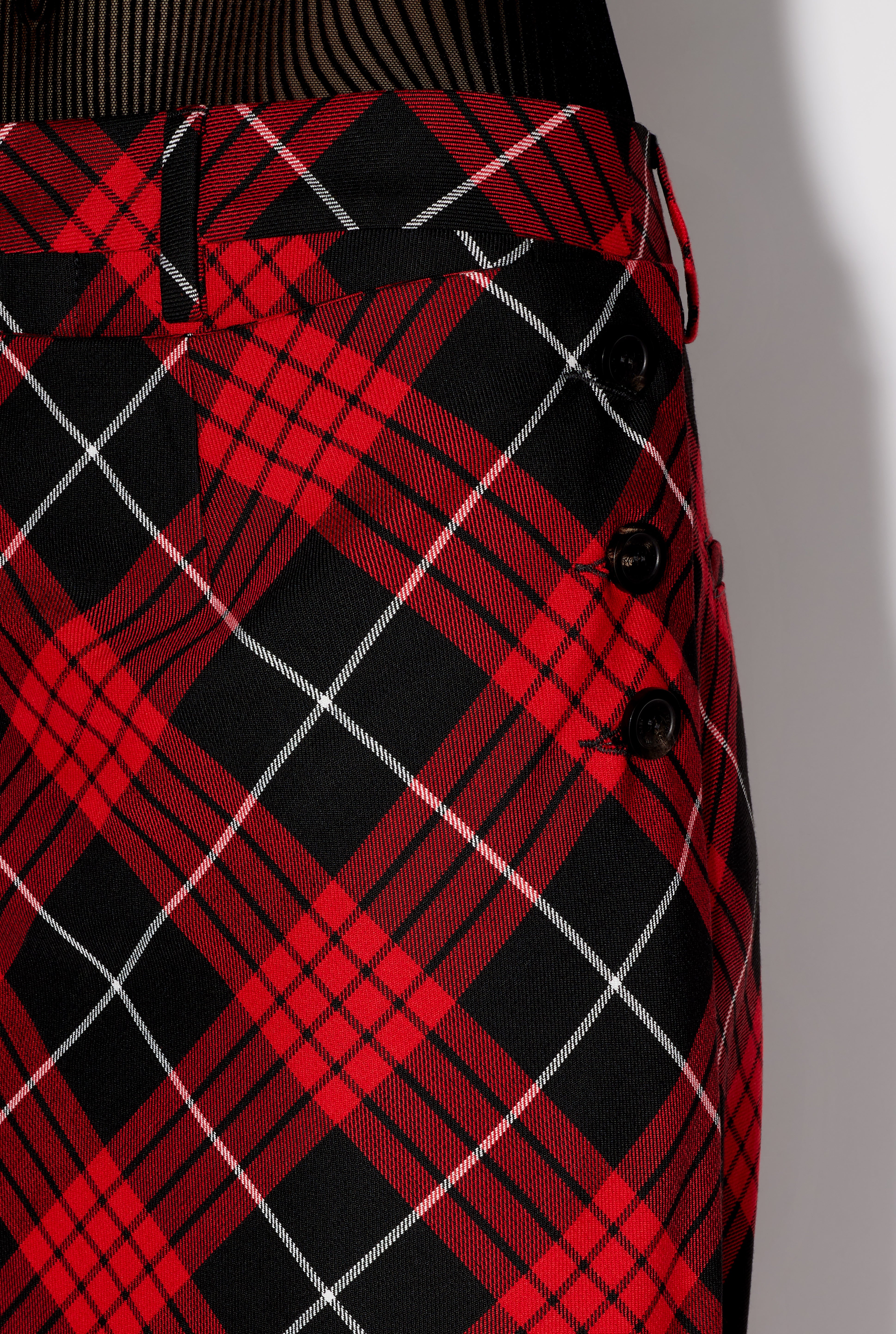 Jean Paul Gaultier THE RED TARTAN SUIT PANT SKIRT | REVERSIBLE