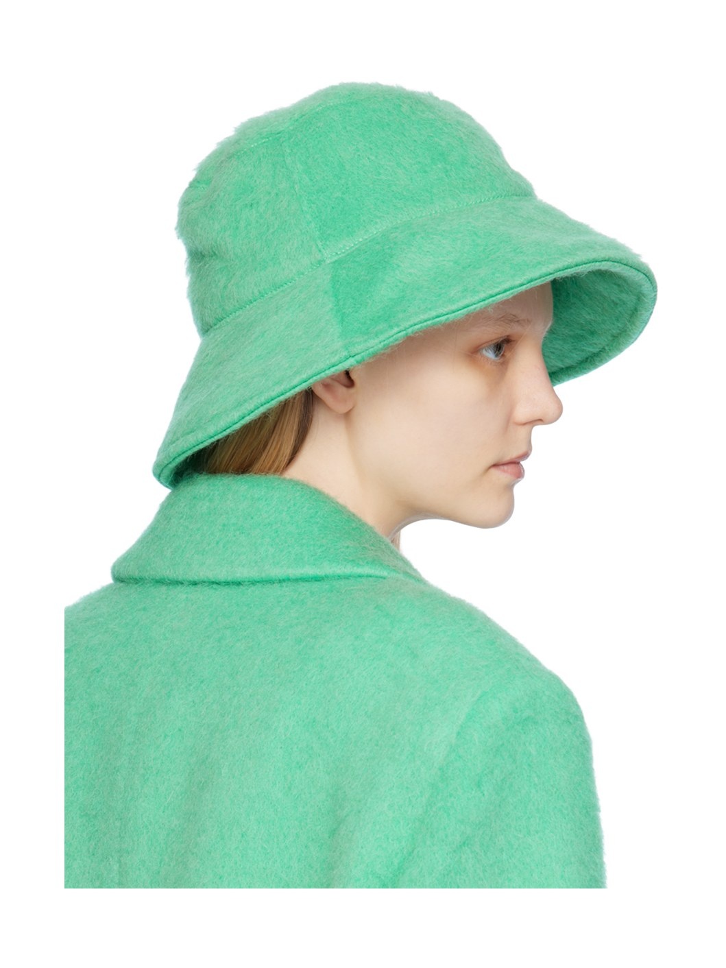 Green Shag Knit Bucket Hat - 3