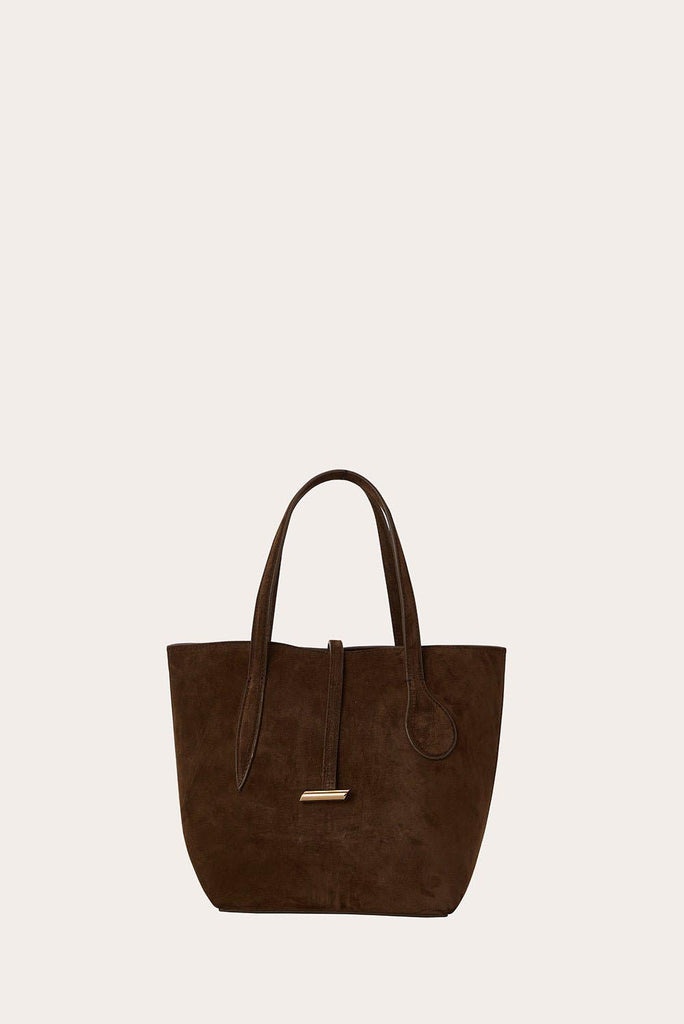 SPROUT TOTE MINI DARK BROWN SUEDE 3