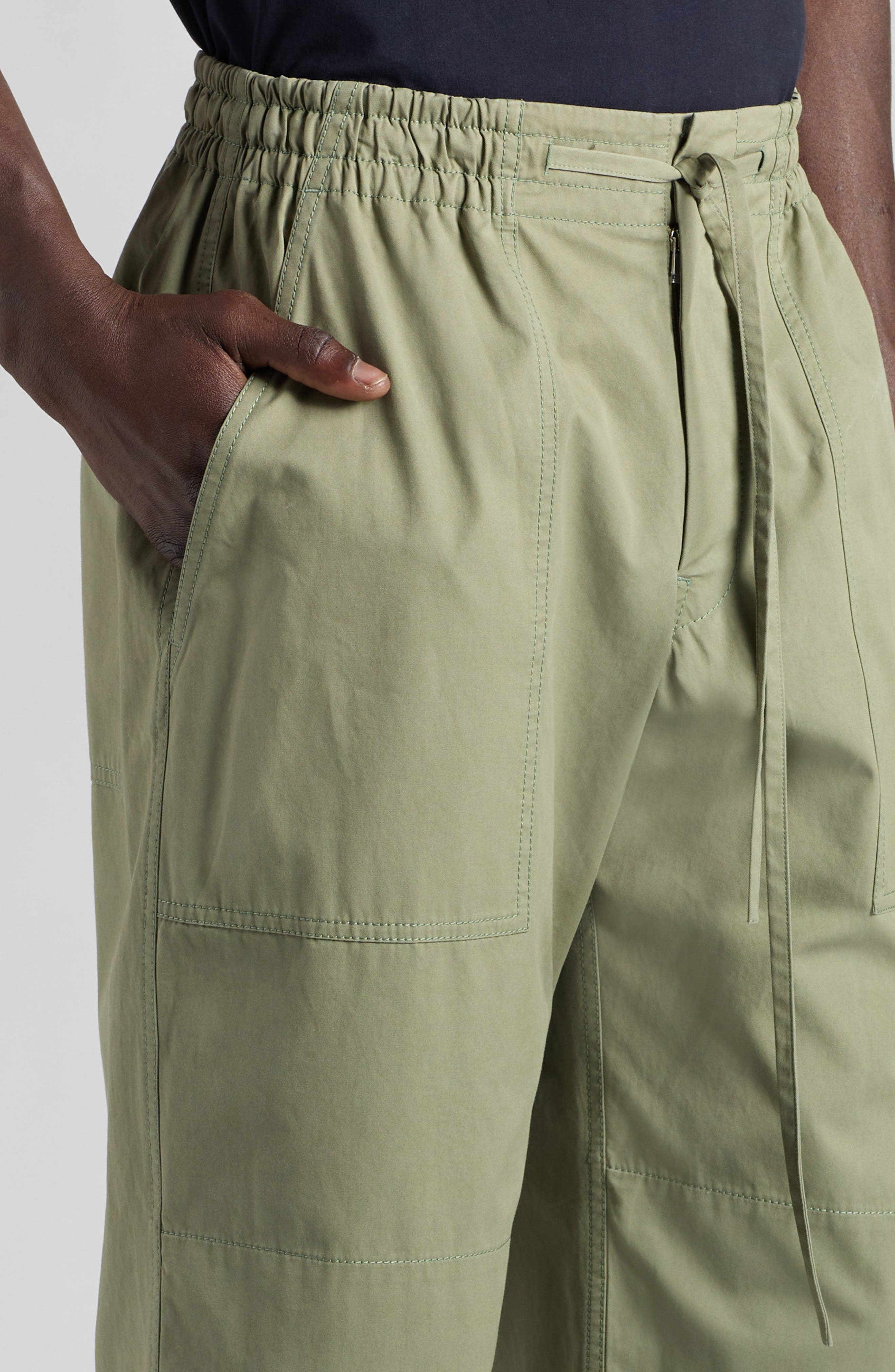 Bottega Veneta Lightweight Cotton Twill Drawstring Waist Pants in 3025 Juniper at Nordstrom - 5