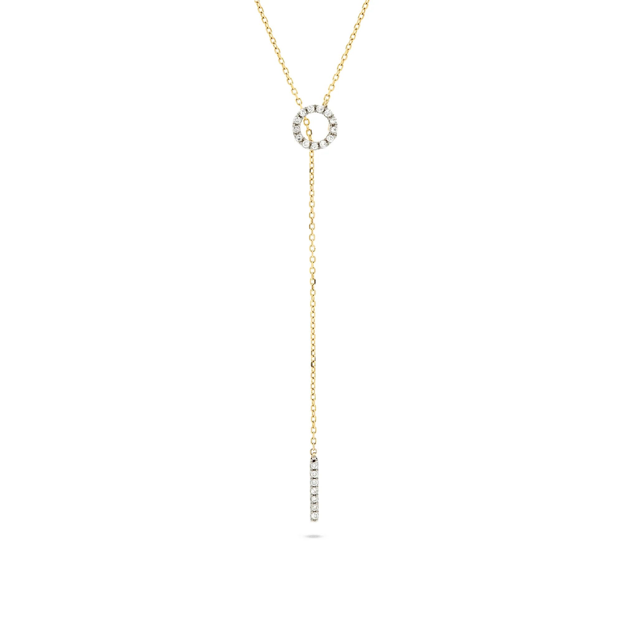 Pave Diamond Open Circle Lariat Necklace - 1