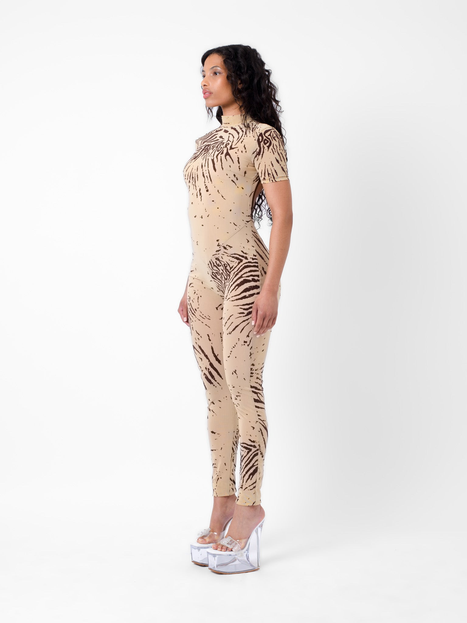 KNOCKOUT JUMPSUIT BEIGE ZEBRA PRINT - 4