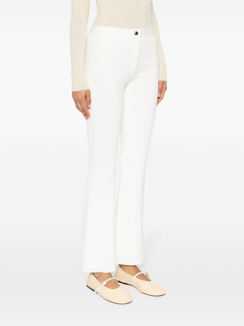 pleat-detail flared trousers - 3