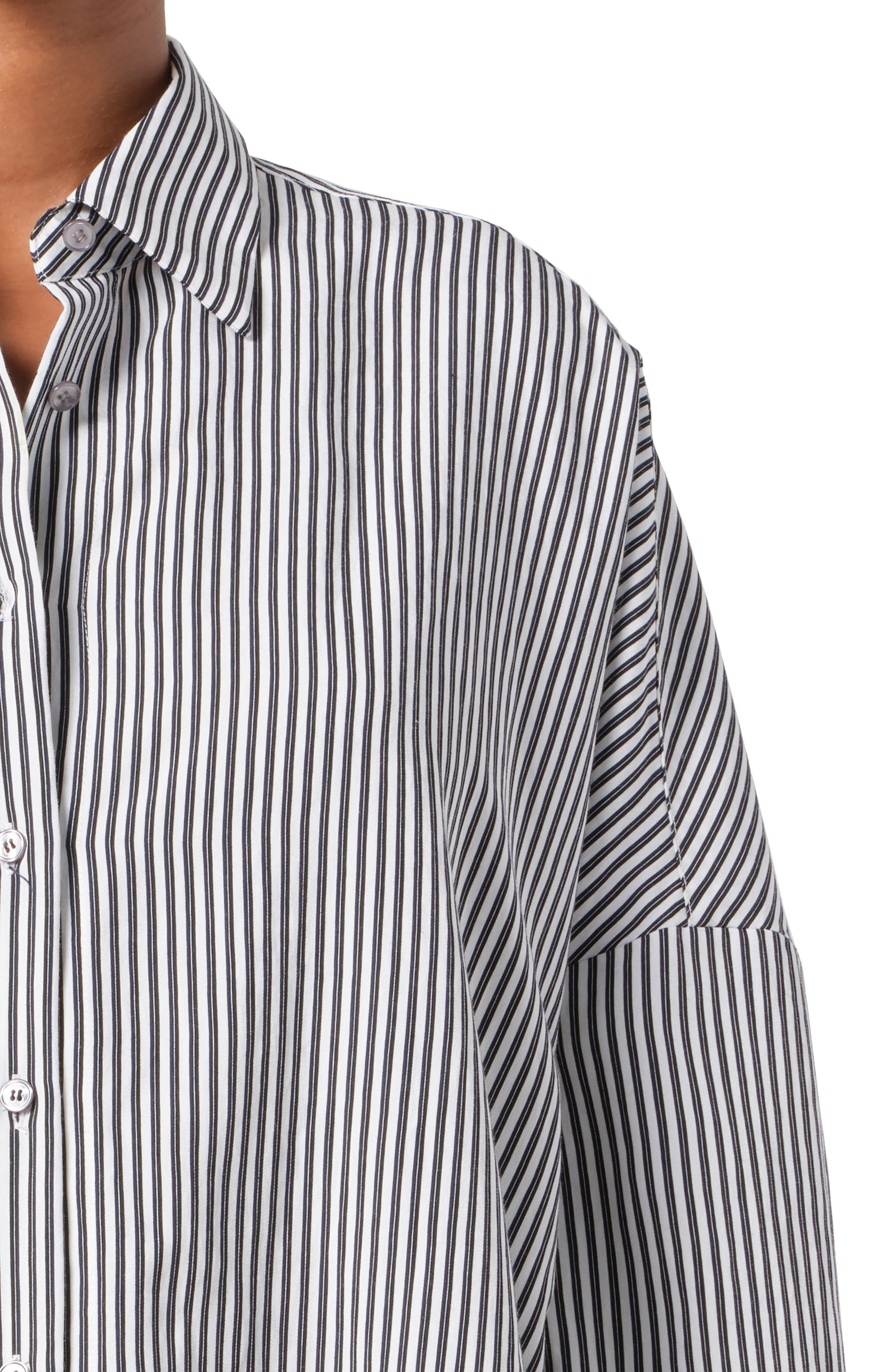 AGOLDE Solene Stripe Roux Button-Up Shirt in Solene Stripe (Black & White) at Nordstrom - 4