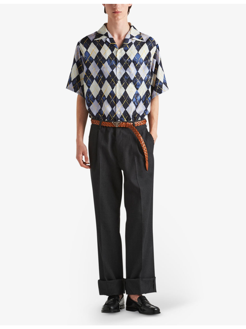 Argyle-patterned relaxed-fit silk-twill shirt - 2