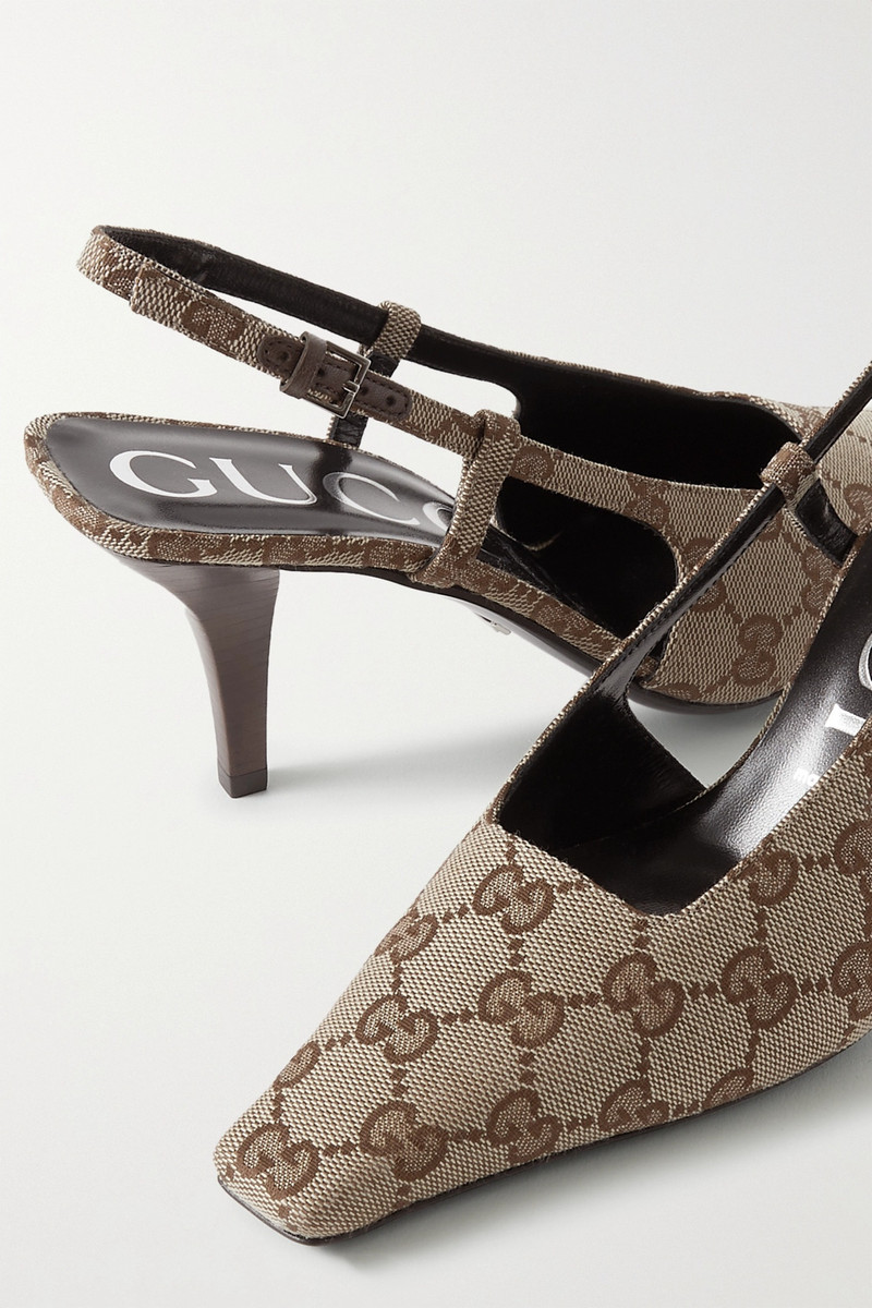 Demi logo-jacquard canvas slingback pumps 4