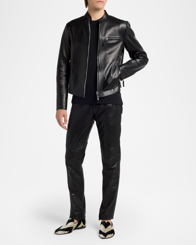TOM FORD Men's Leather Band-Collar Biker Jacket outlook