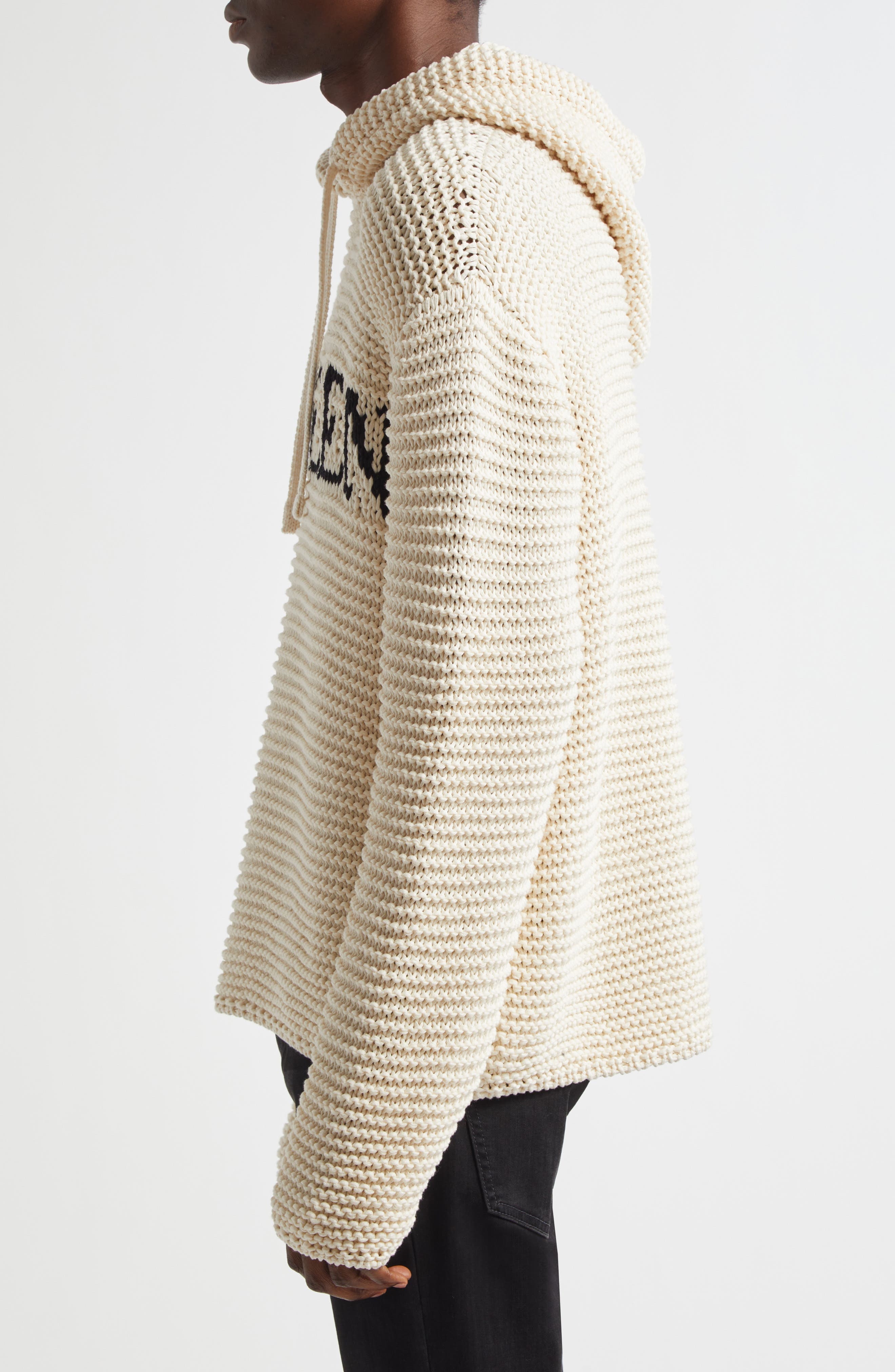 McQueen Logo Crop Hoodie in Ivory/Black at Nordstrom - 3